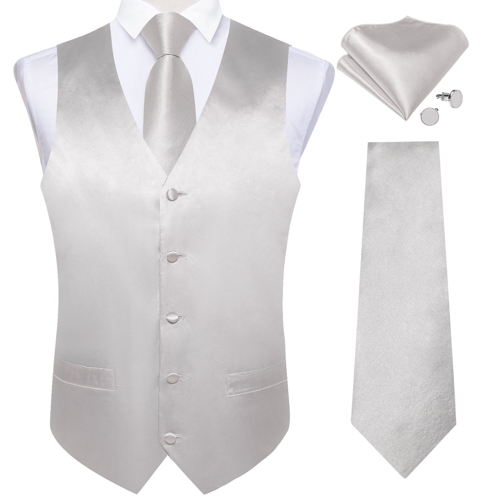 GentCrest Grey Solid Vest Set - Image 2