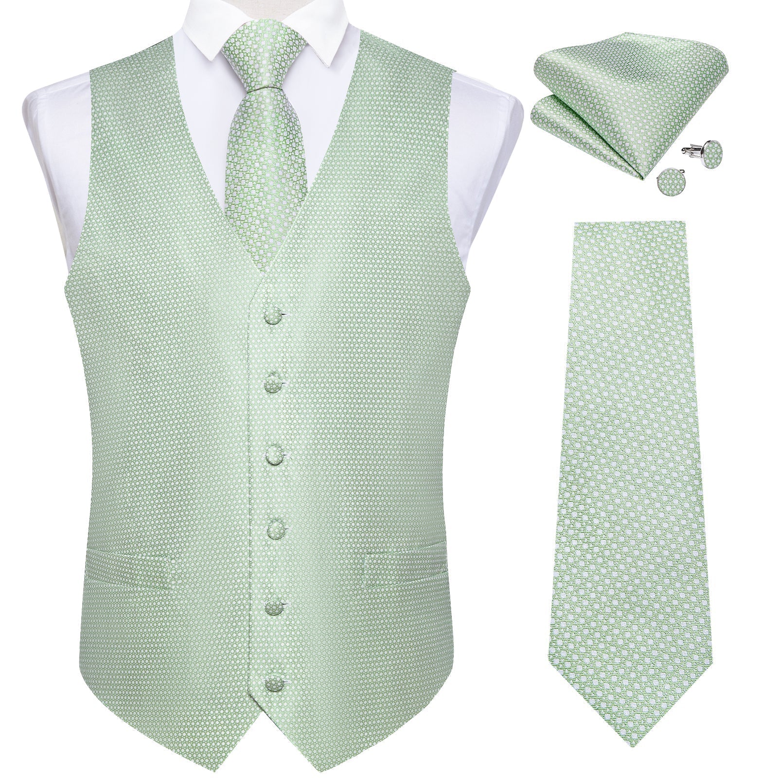 GentCrest Green Polka Dot Vest Set - Image 2