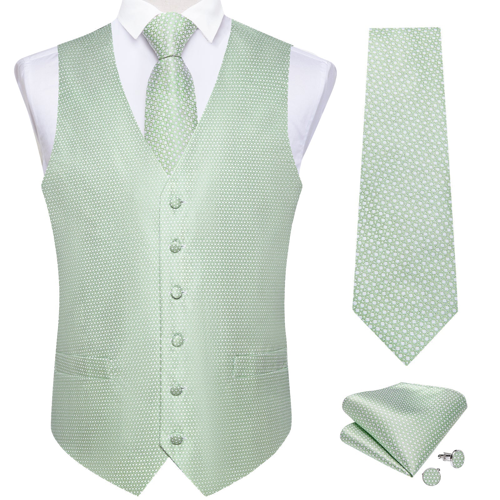 GentCrest Green Polka Dot Vest Set - Image 3