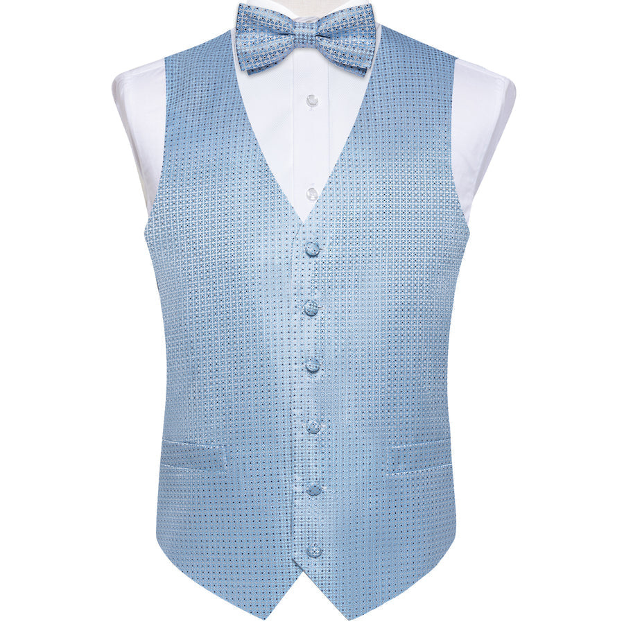 Arctic Blue Polka Dot Bow Tie - 3 Piece Vest Set - GentCrest - View 2