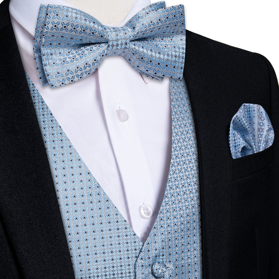 Arctic Blue Polka Dot Bow Tie - 3 Piece Vest Set - GentCrest