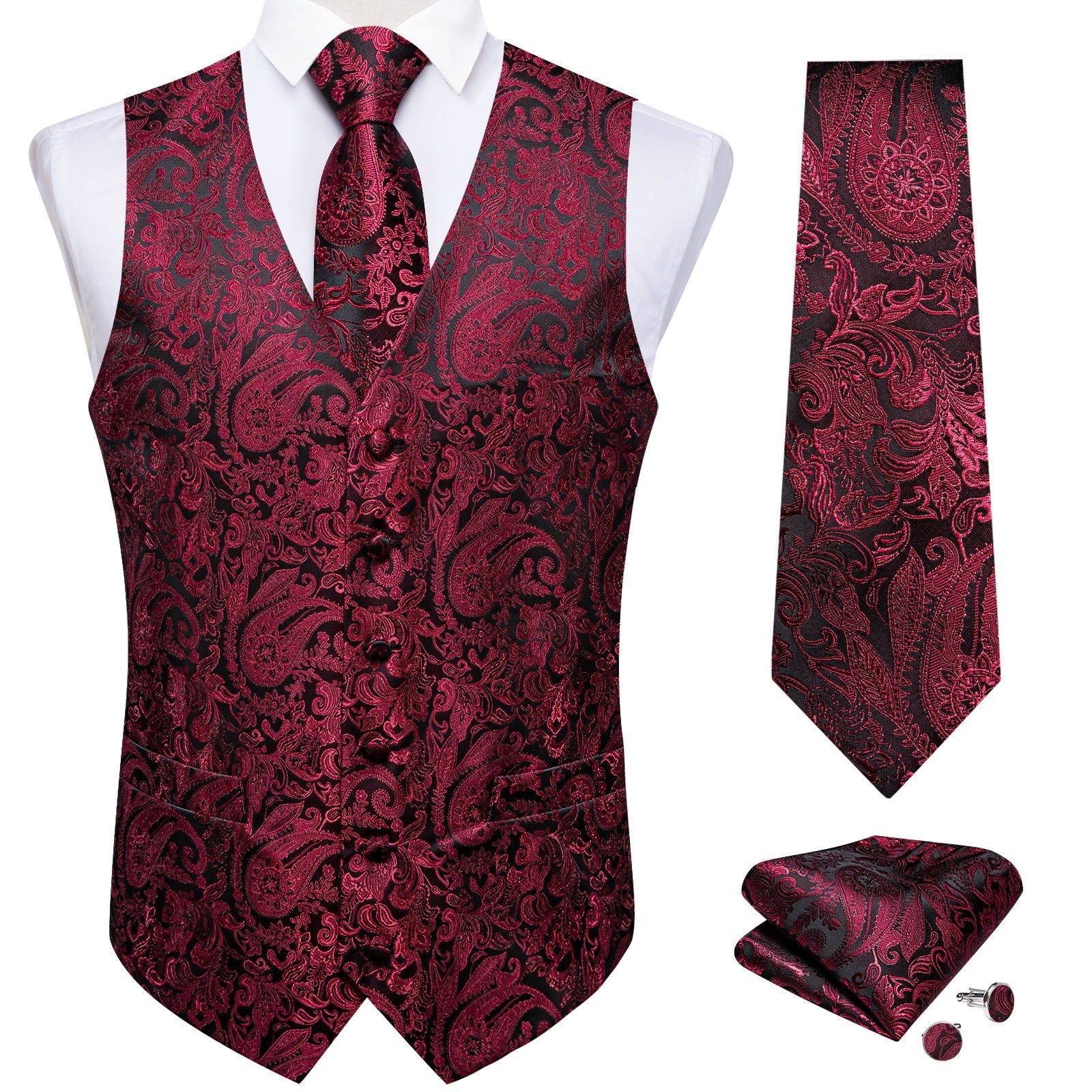 GentCrest Black Paisley Vest Set - Image 3