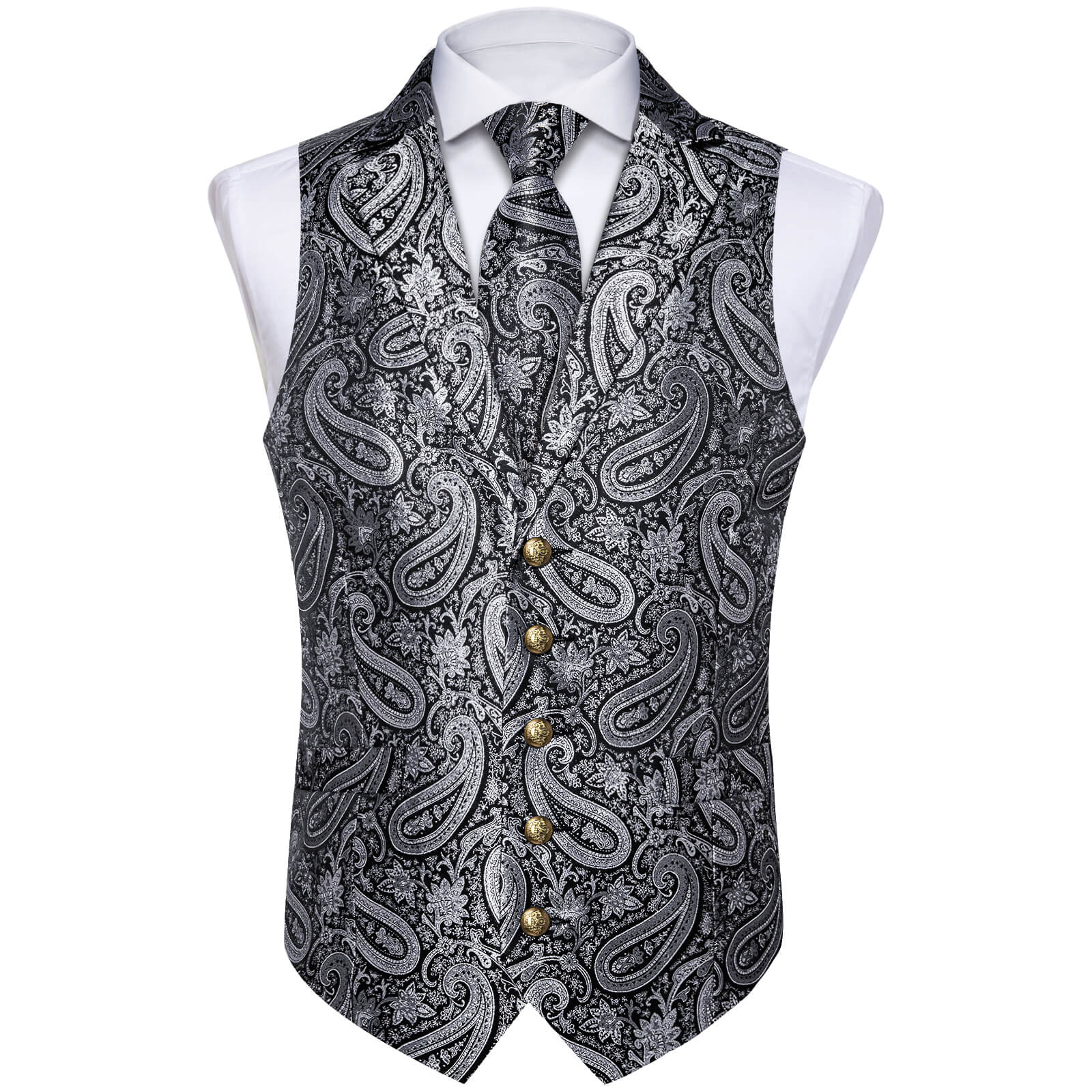 GentCrest Grey Paisley Vest Set - Image 3