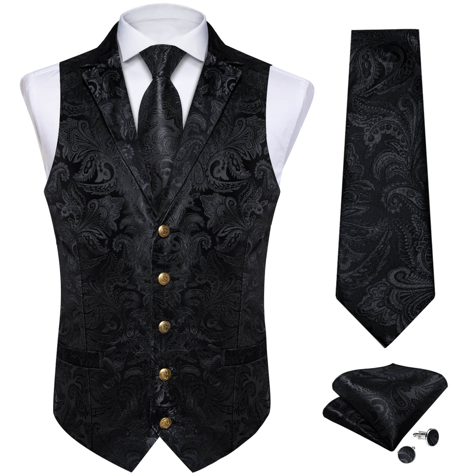 GentCrest Black Paisley Vest Set - Image 2