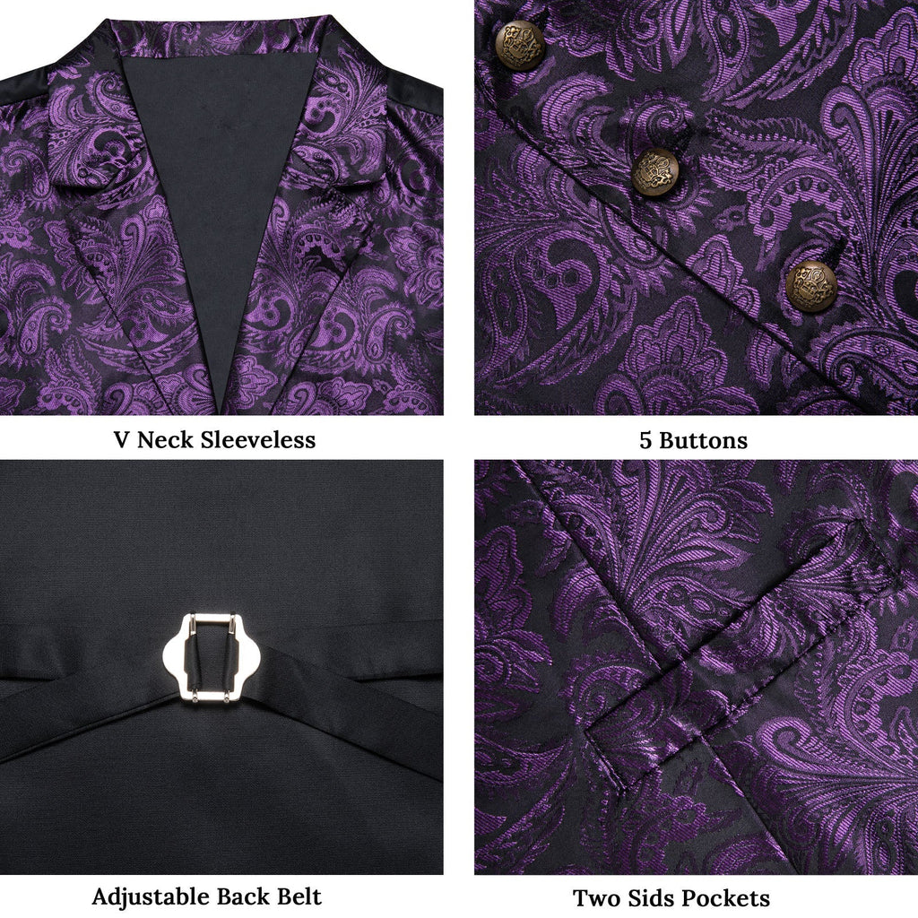 GentCrest Purple Paisley Vest Set - Image 7
