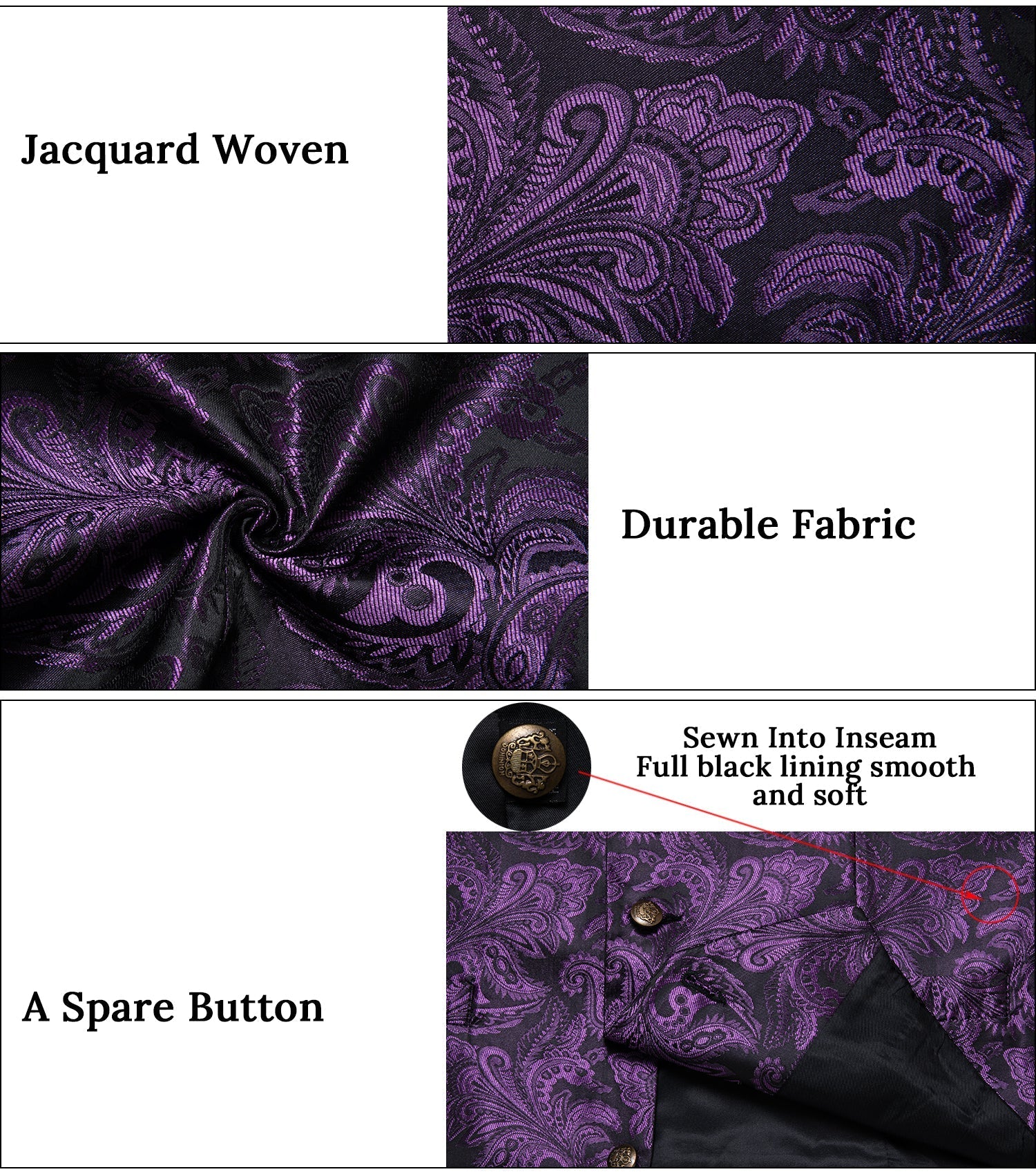 GentCrest Purple Paisley Vest Set - Image 6