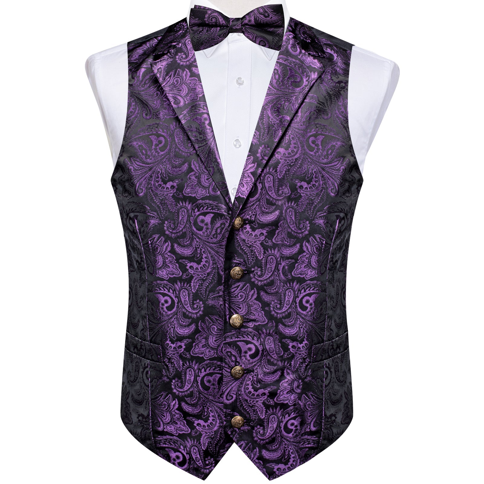 GentCrest Purple Paisley Vest Set - Image 1