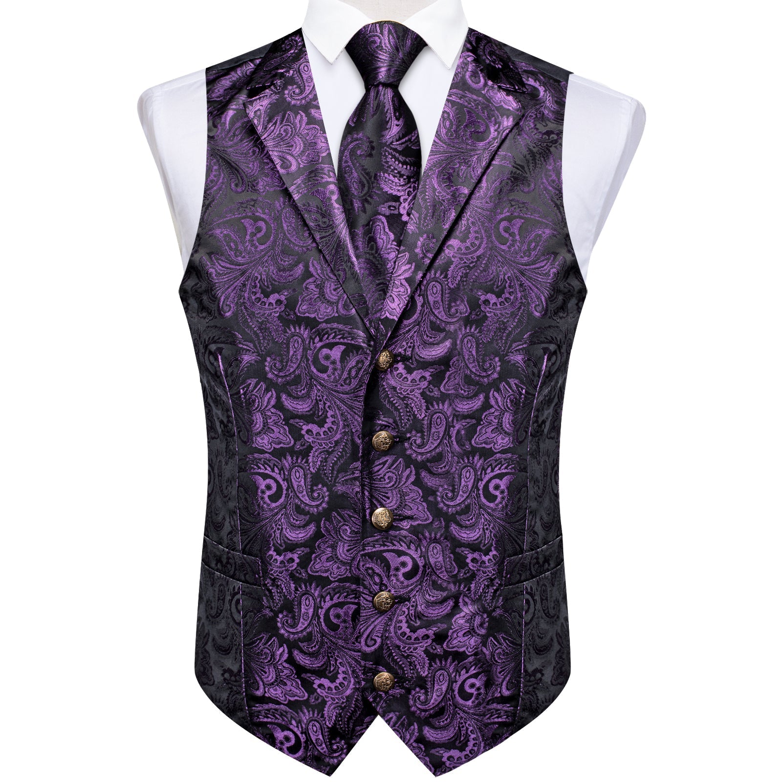 GentCrest Purple Paisley Vest Set - Image 3