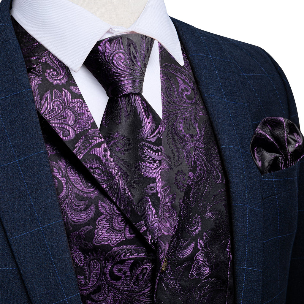 GentCrest Purple Paisley Vest Set - Image 1