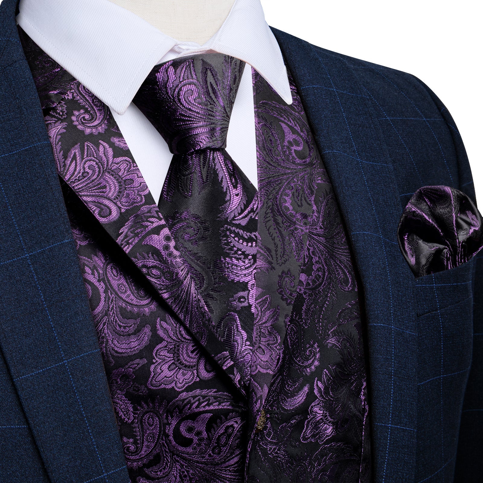 GentCrest Purple Paisley Vest Set - Image 1