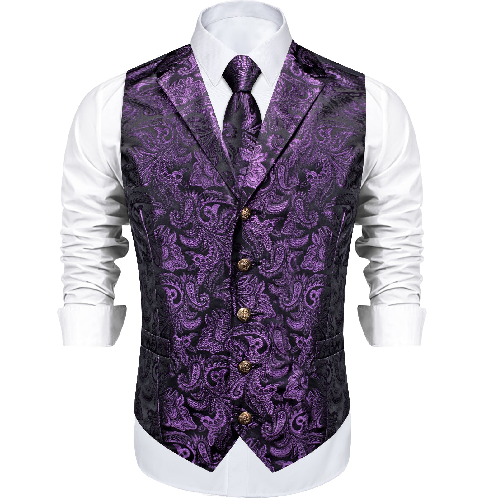 GentCrest Purple Paisley Vest Set - Image 5