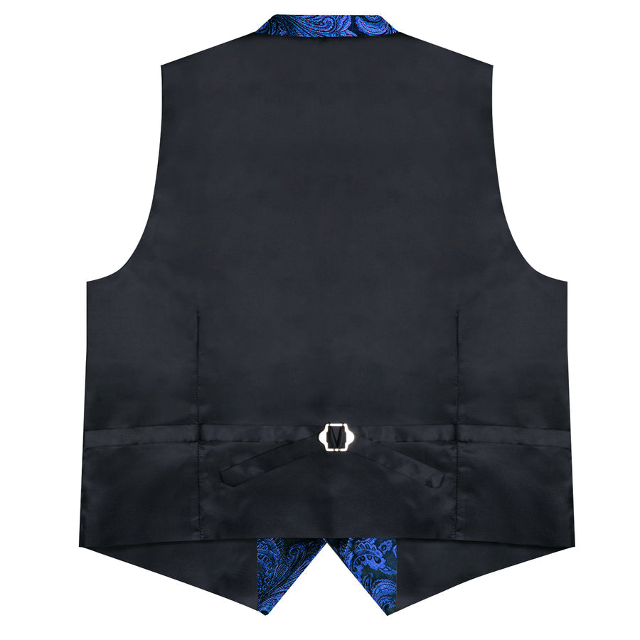 Regal Sapphire Paisley Notched Collar Vest Set - GentCrest - View 6