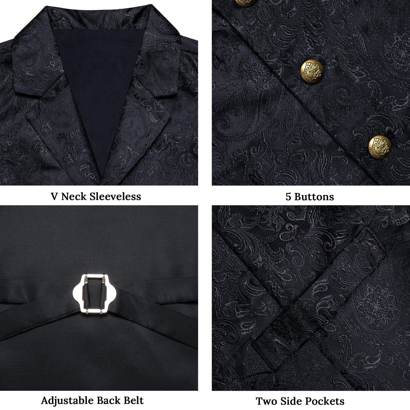 GentCrest Black Paisley Vest Set - Image 6