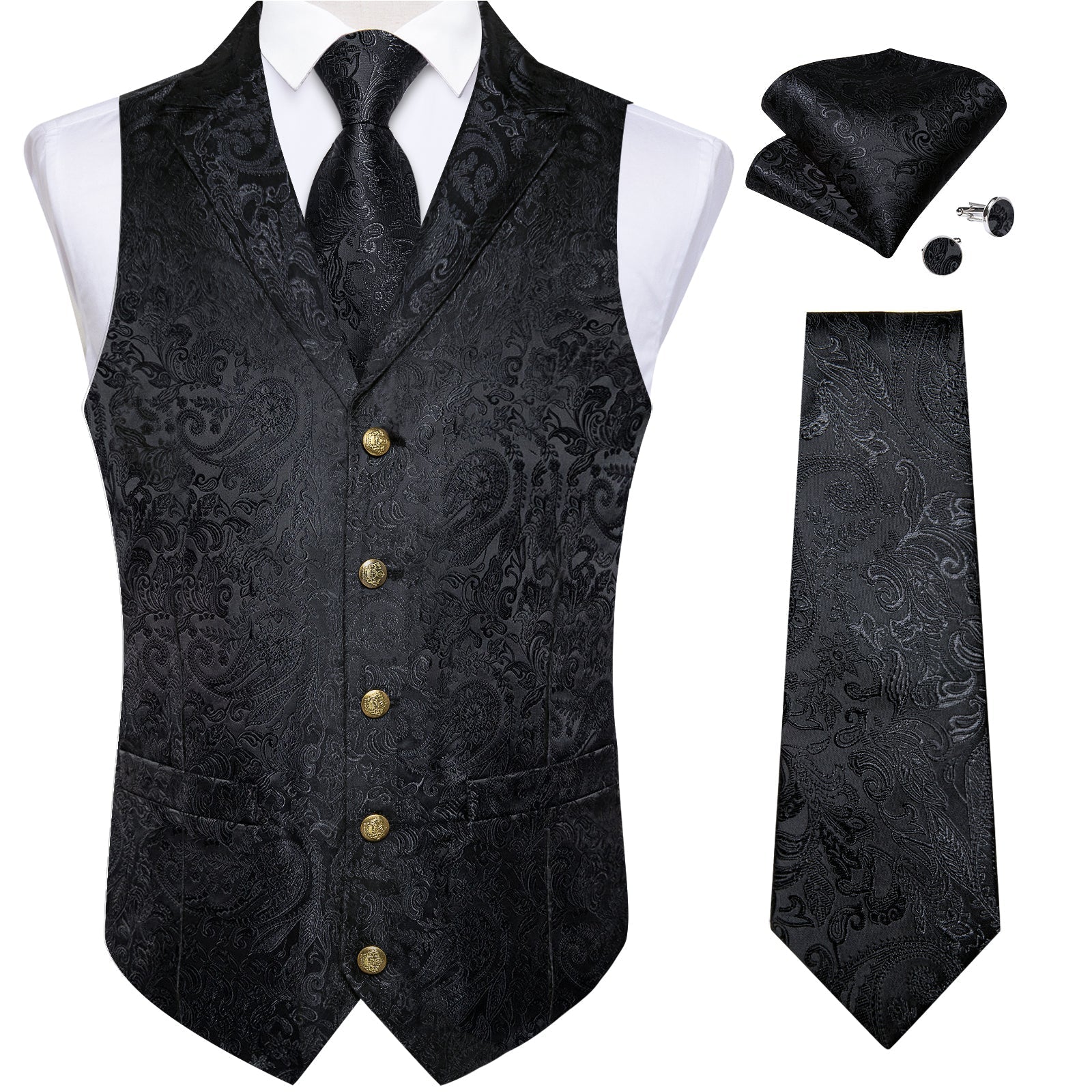 GentCrest Black Paisley Vest Set - Image 2