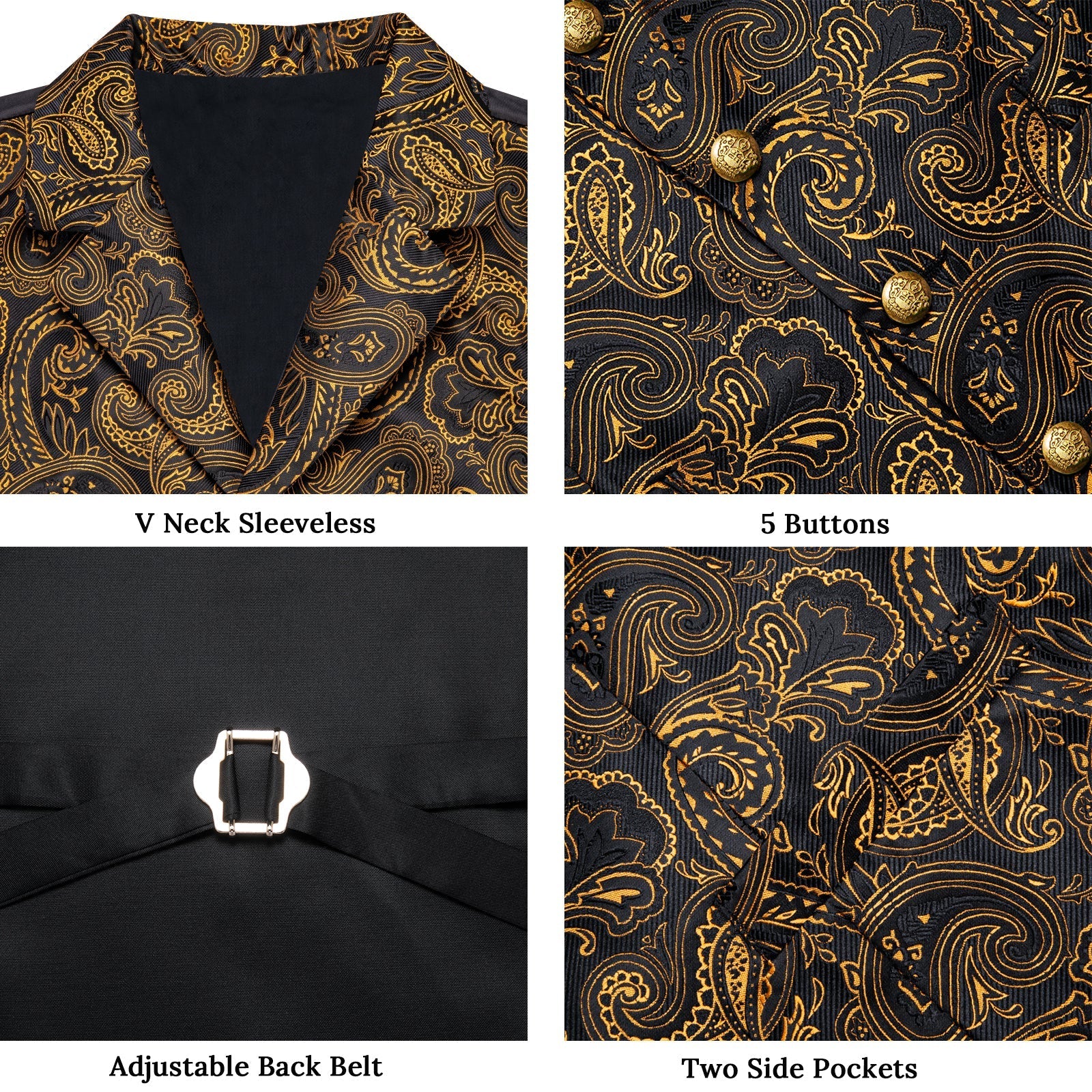 GentCrest Black Paisley Vest Set - Image 6