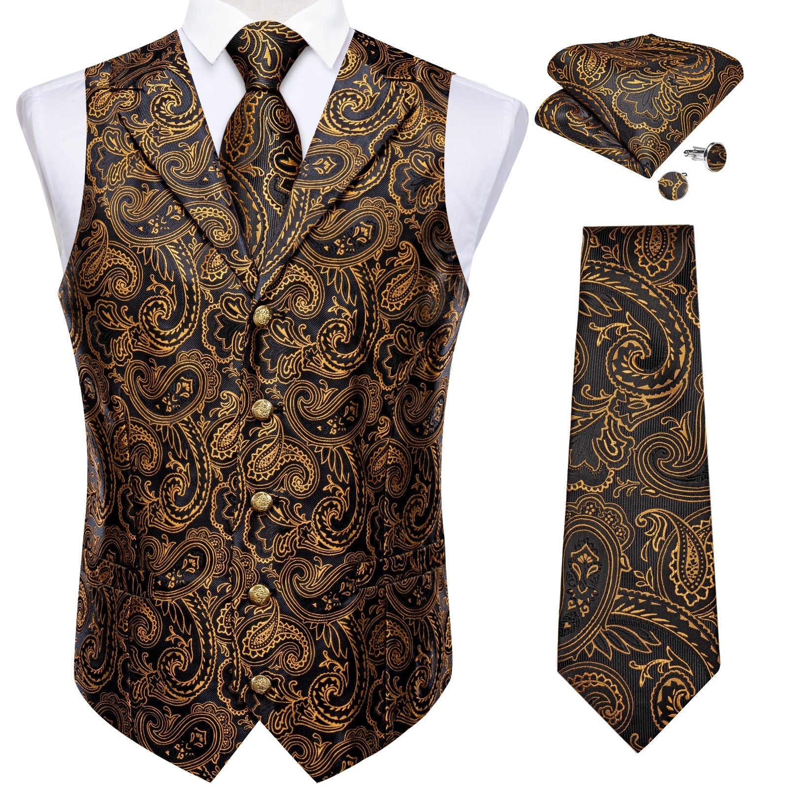 GentCrest Black Paisley Vest Set - Image 2