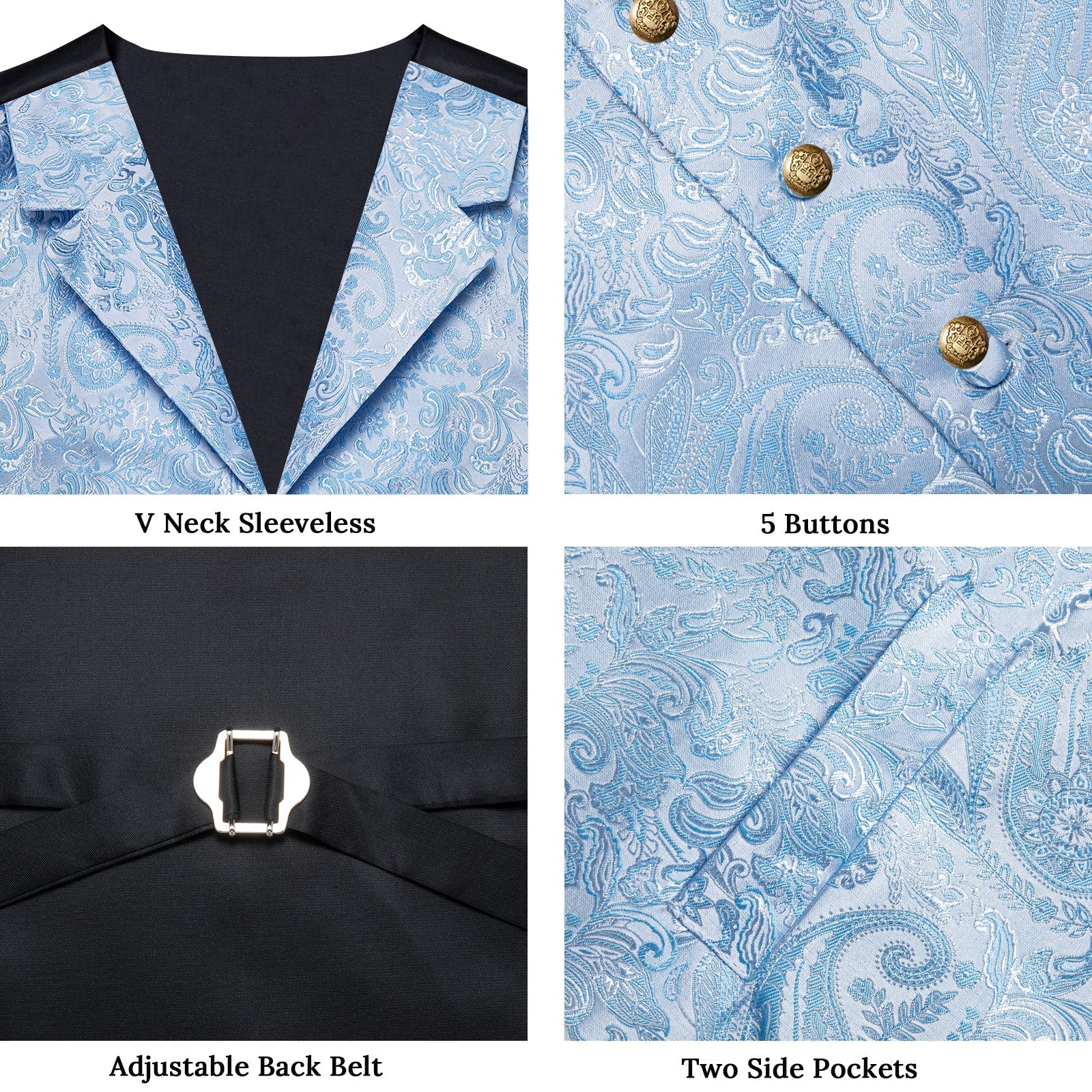 GentCrest Blue Paisley Vest Set - Image 5