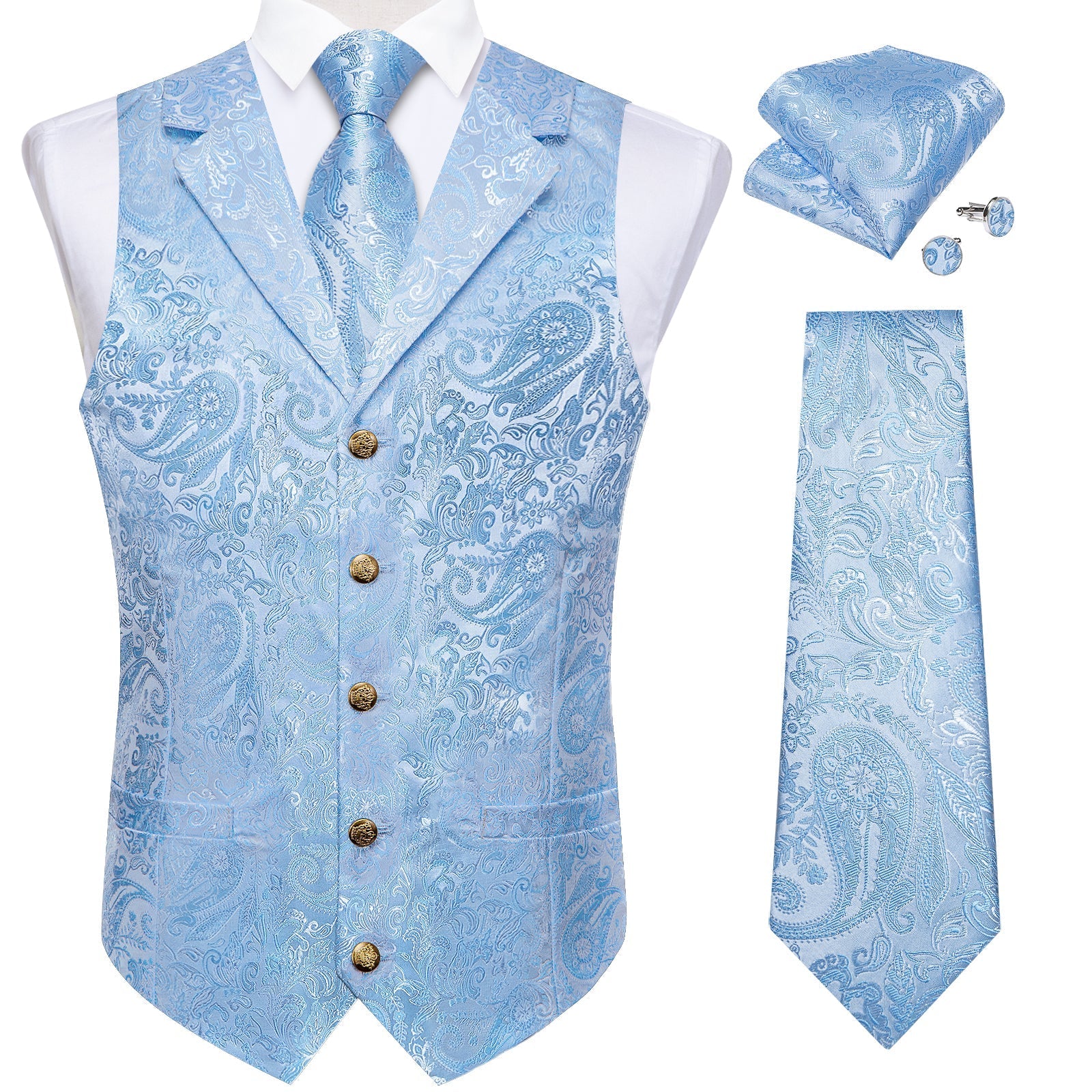 GentCrest Blue Paisley Vest Set - Image 1