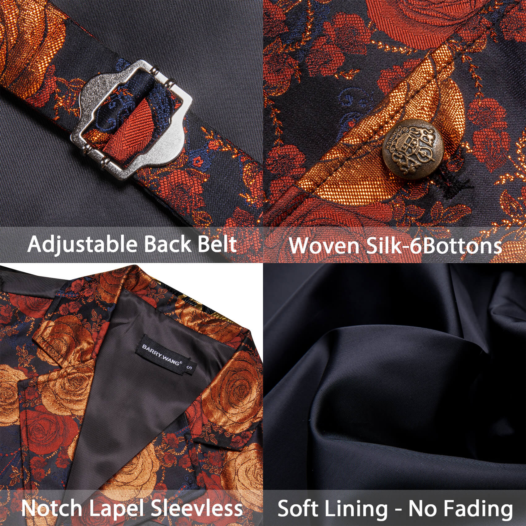 GentCrest Orange Floral Vest Set - Image 5