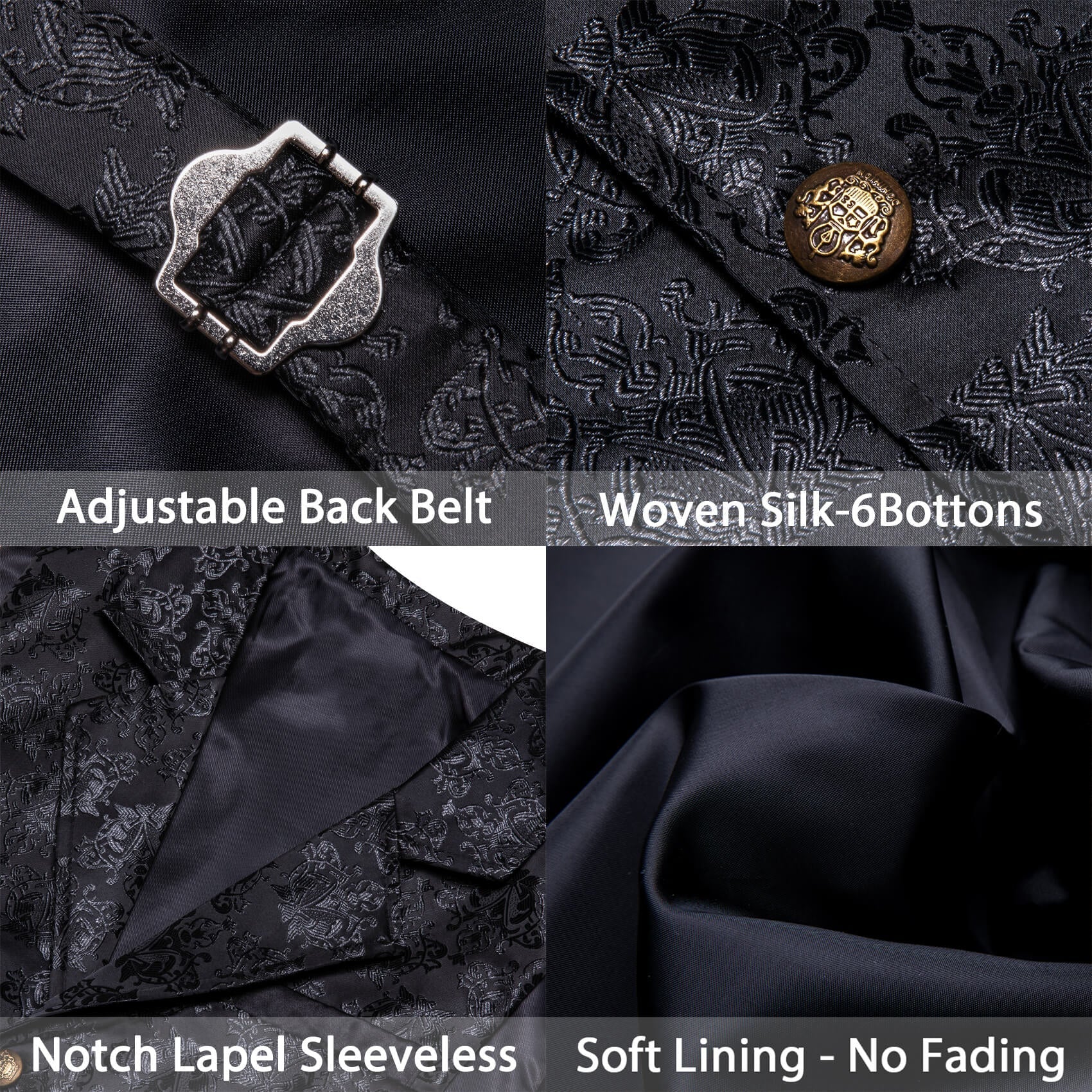 GentCrest Black Floral Vest Set - Image 5