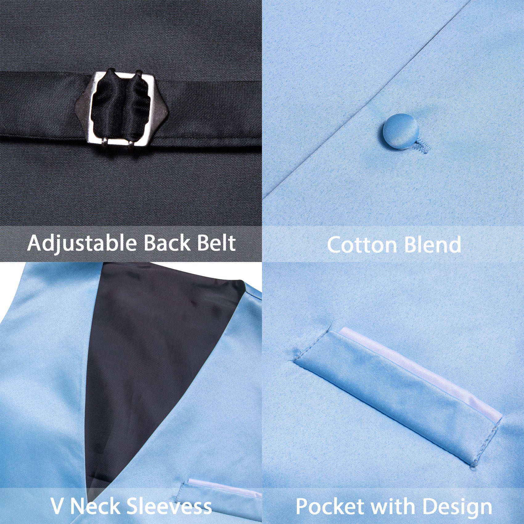 GentCrest Blue Solid Vest - Image 6