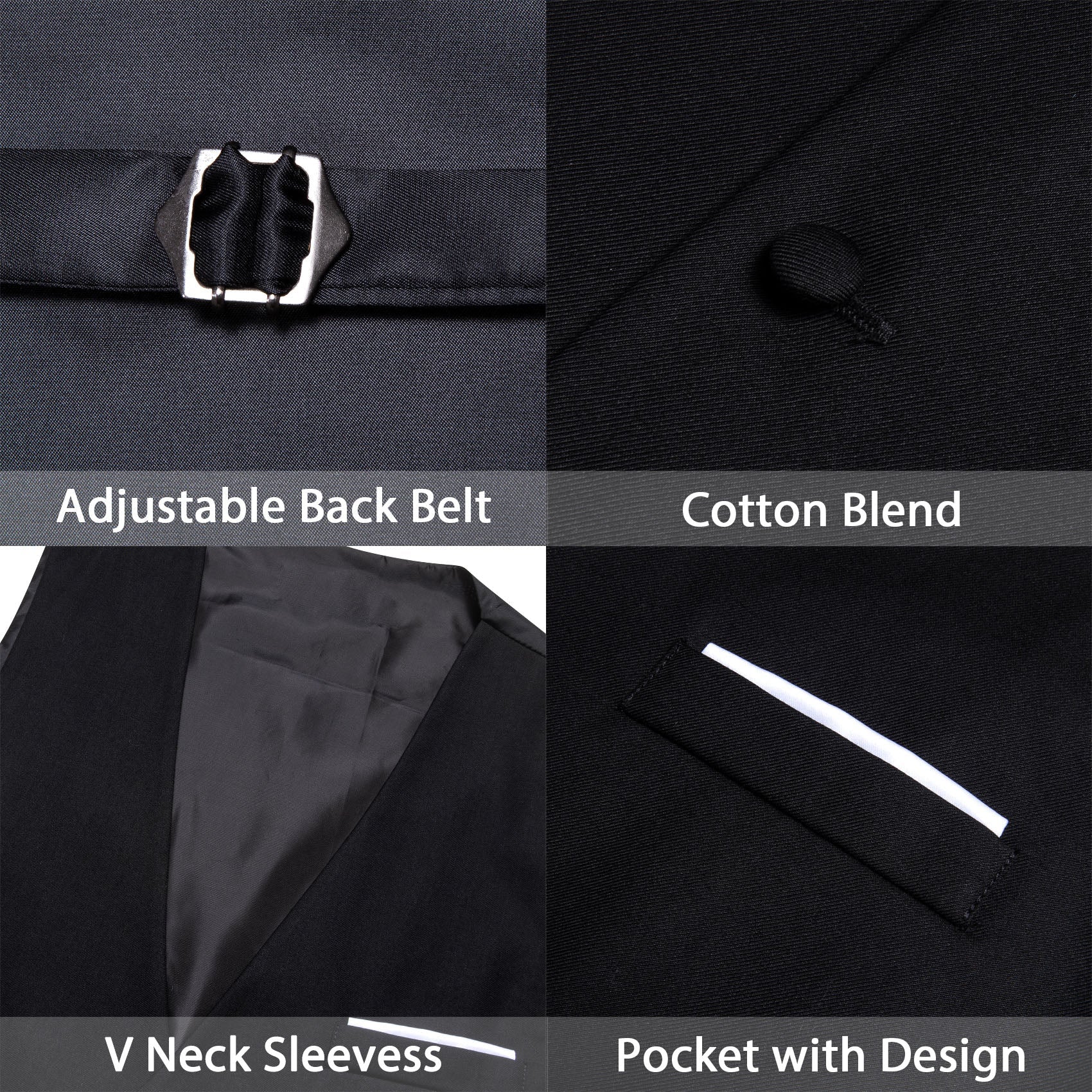 GentCrest Black Solid Vest - Image 4
