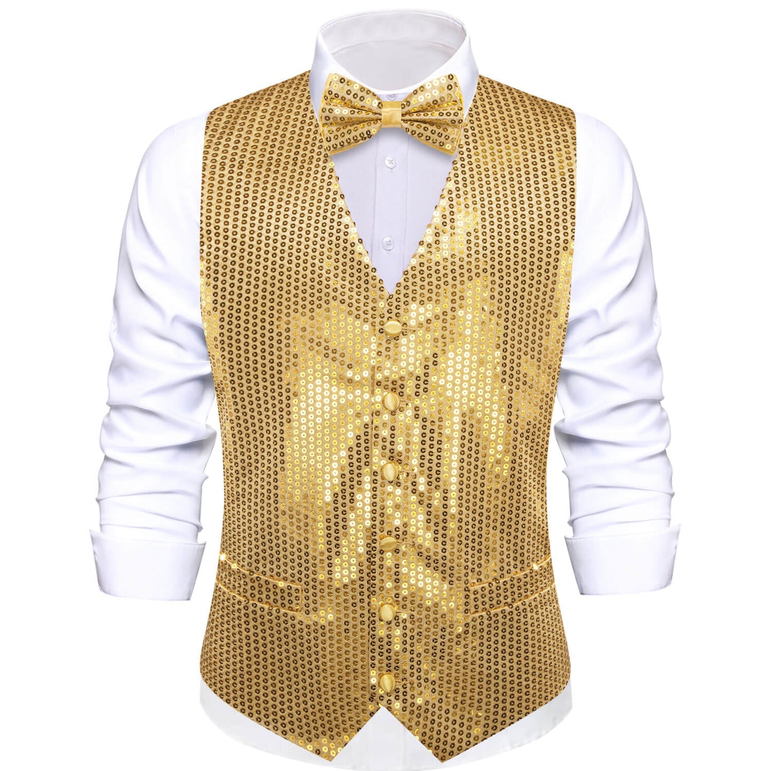 GentCrest Gold Sequin Vest Set - Image 1