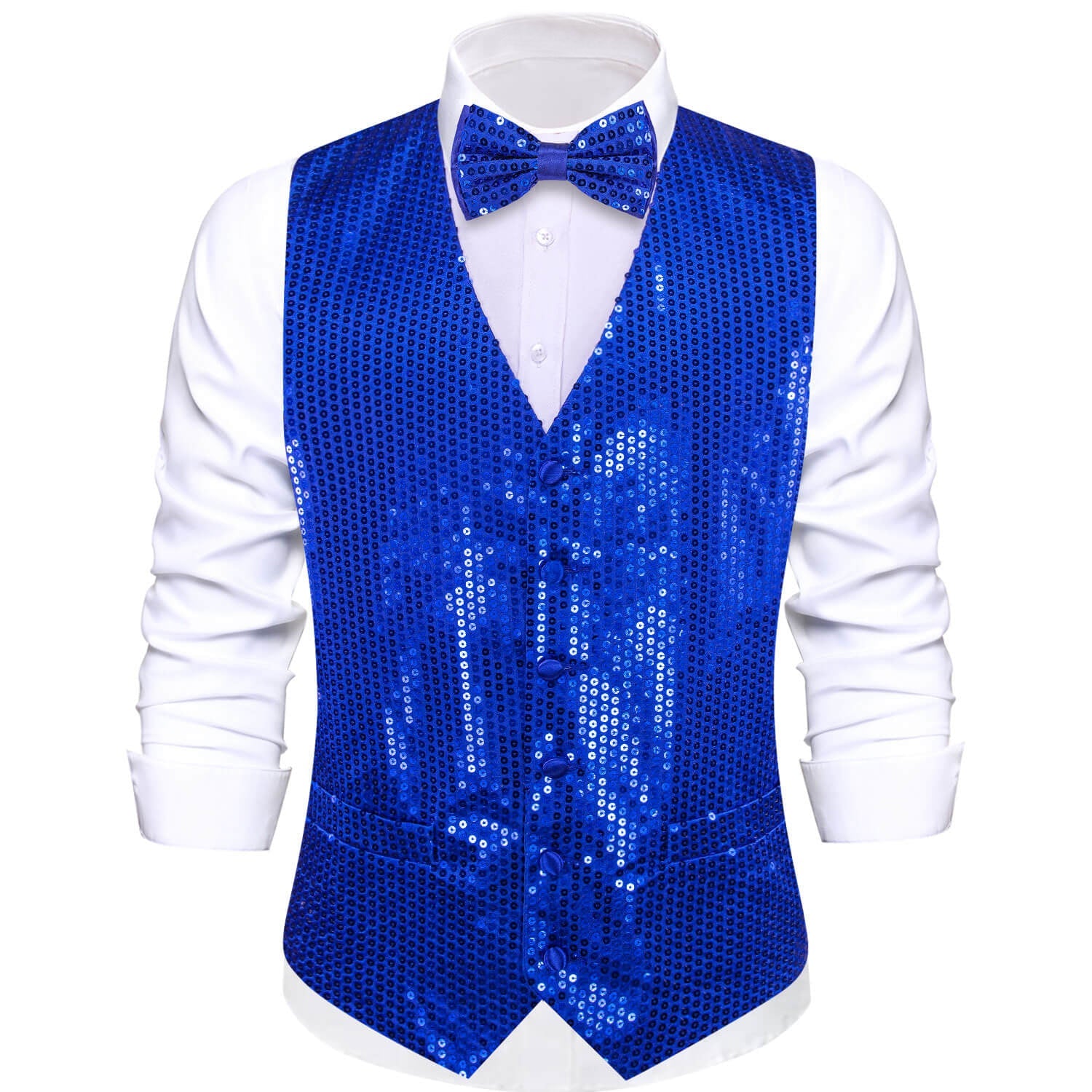 GentCrest Blue Sequin Vest Set - Image 1