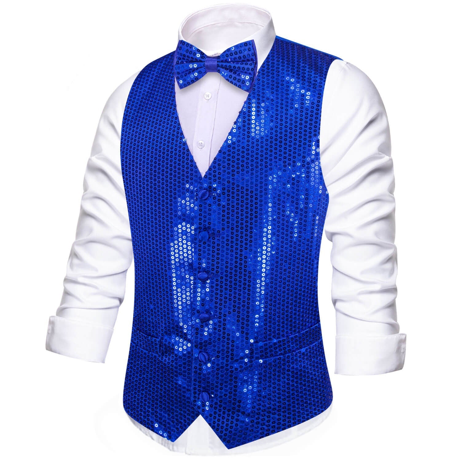 GentCrest Blue Sequin Vest Set - Image 2