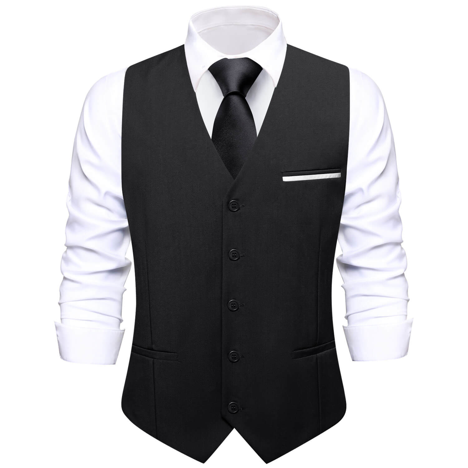 GentCrest Black Solid Vest - Image 1