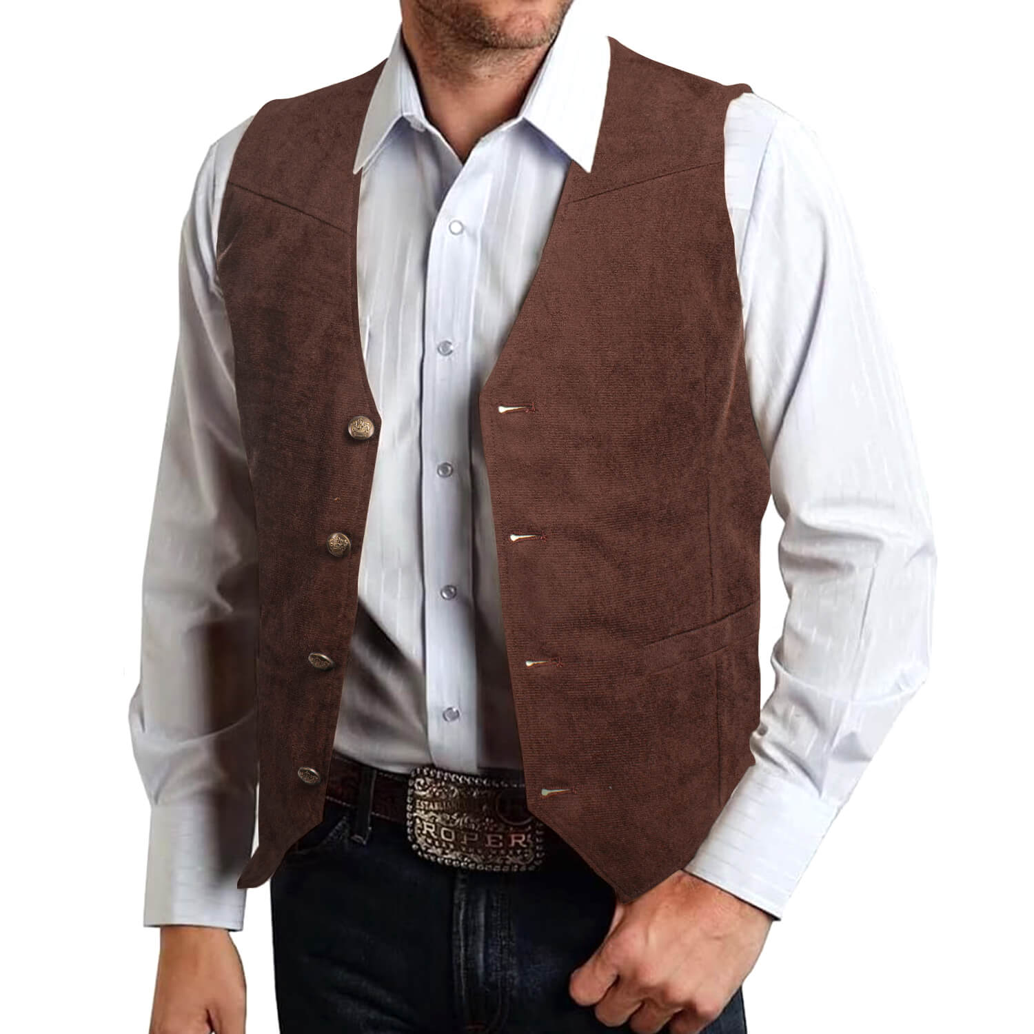GentCrest Brown Solid Vest Set - Image 2