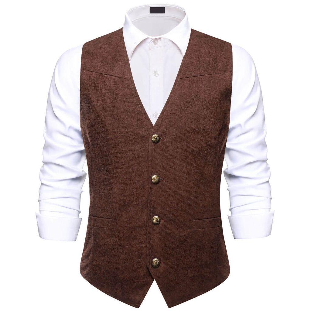 GentCrest Brown Solid Vest Set - Image 1