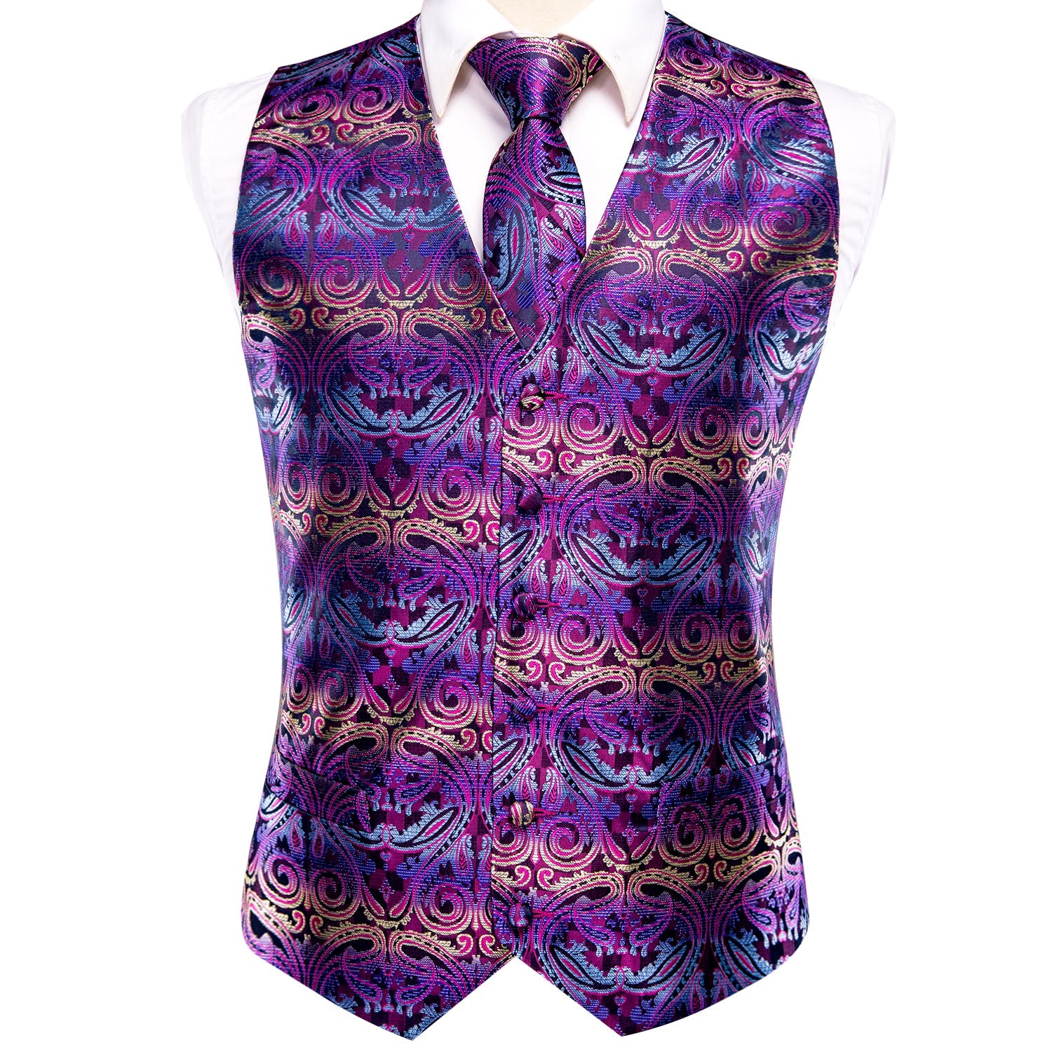 GentCrest Purple Paisley Vest Set - Image 4