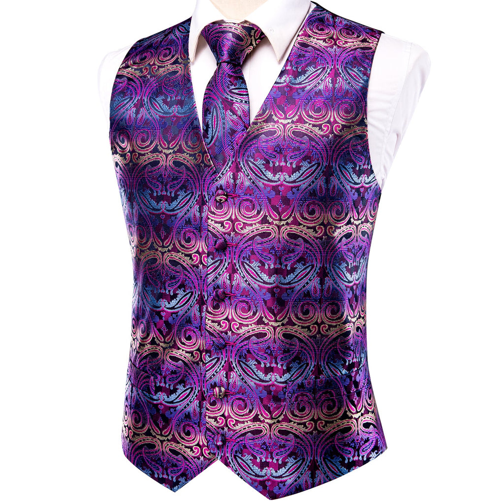 GentCrest Purple Paisley Vest Set - Image 3