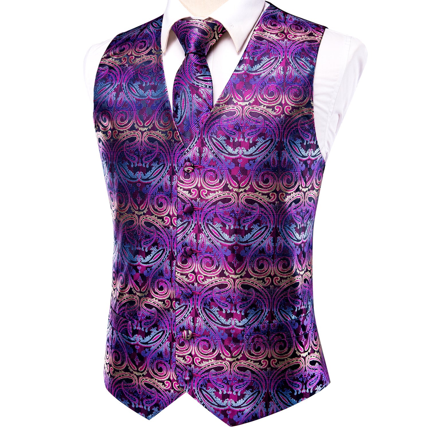 GentCrest Purple Paisley Vest Set - Image 3