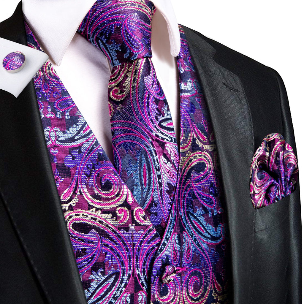 GentCrest Purple Paisley Vest Set - Image 1
