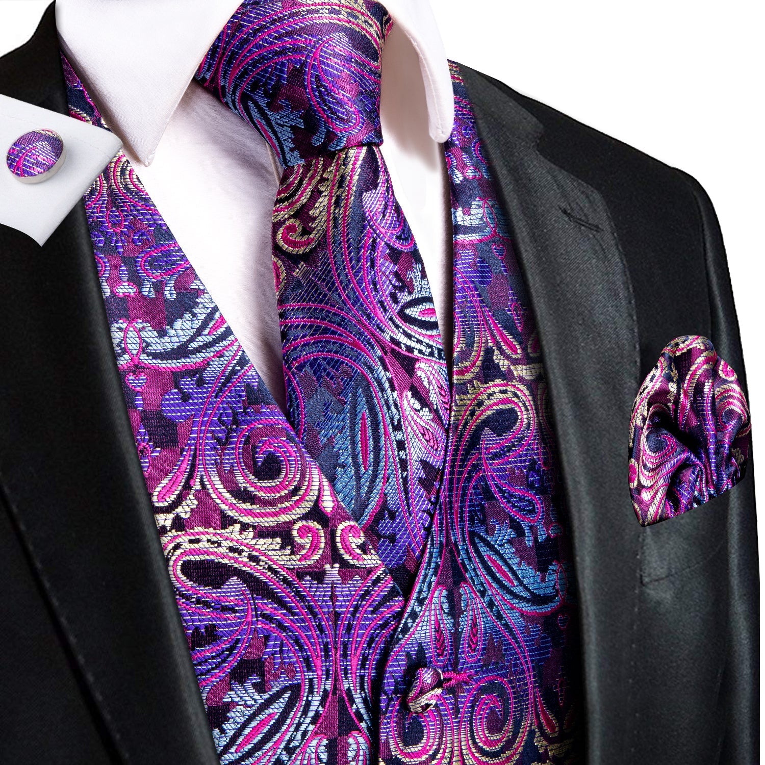 GentCrest Purple Paisley Vest Set - Image 1