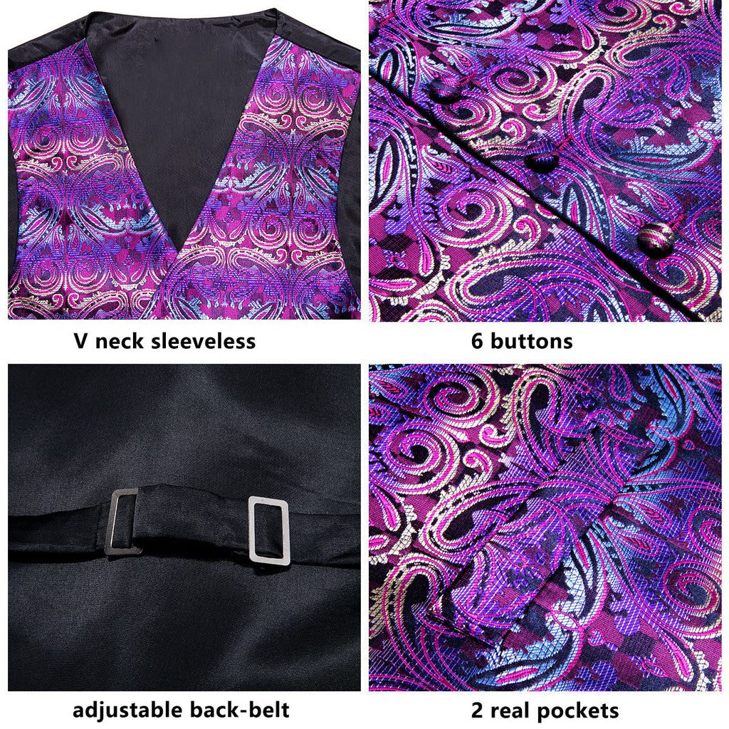 GentCrest Purple Paisley Vest Set - Image 6