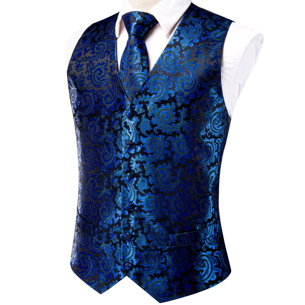 Royal Blue Shining Vest Set - GentCrest - View 4