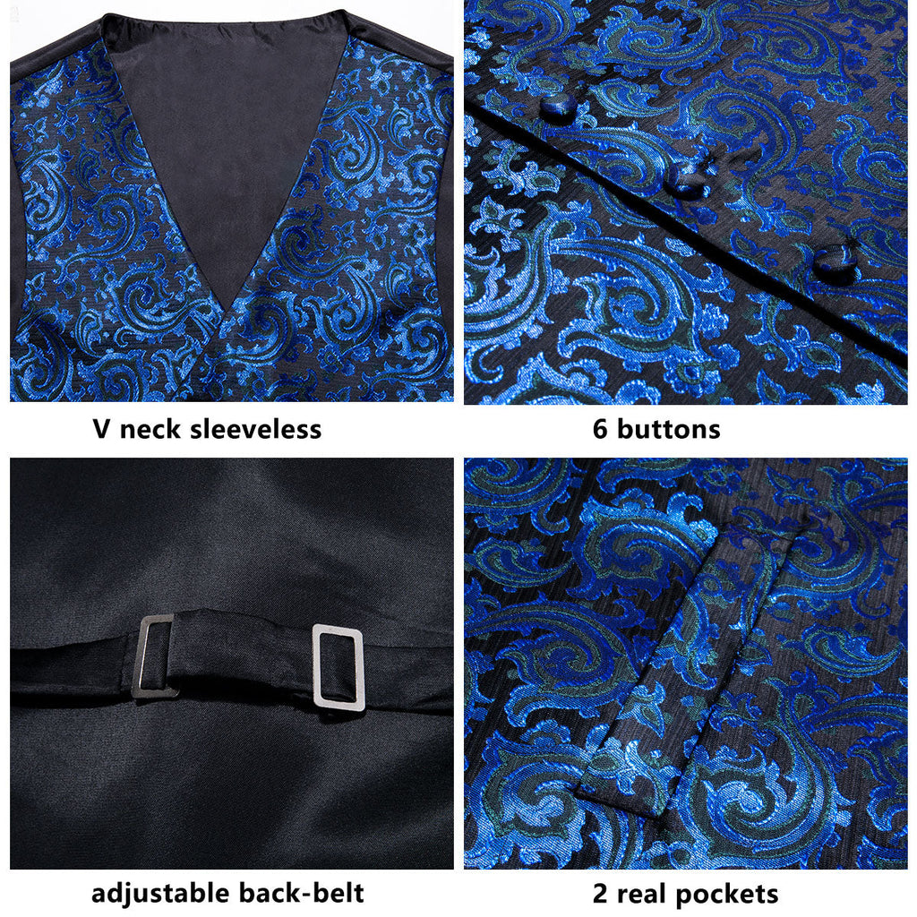 Royal Blue Shining Vest Set - GentCrest - View 5