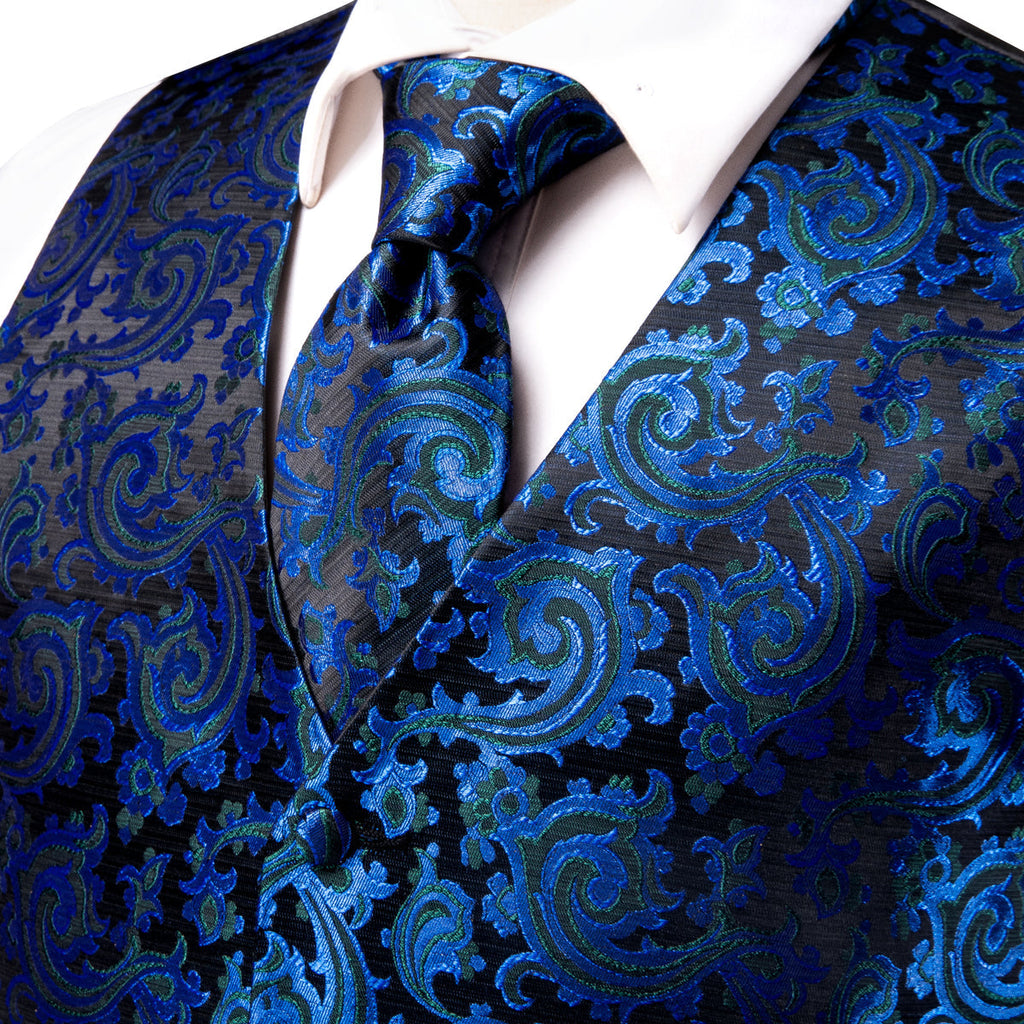 Royal Blue Shining Vest Set - GentCrest - View 3
