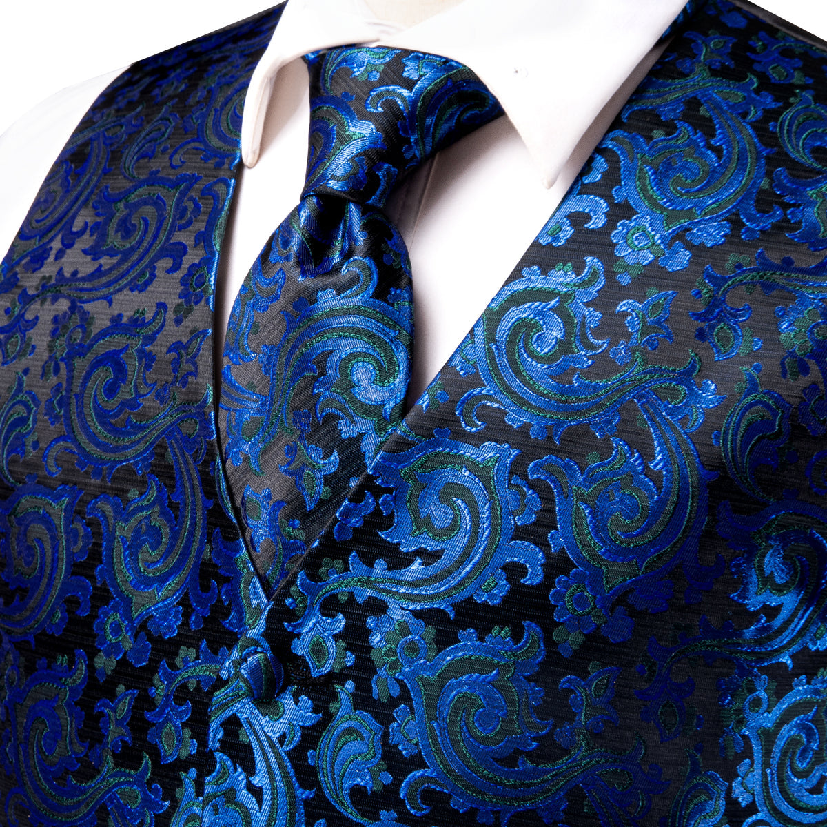 Royal Blue Shining Vest Set - GentCrest - View 3