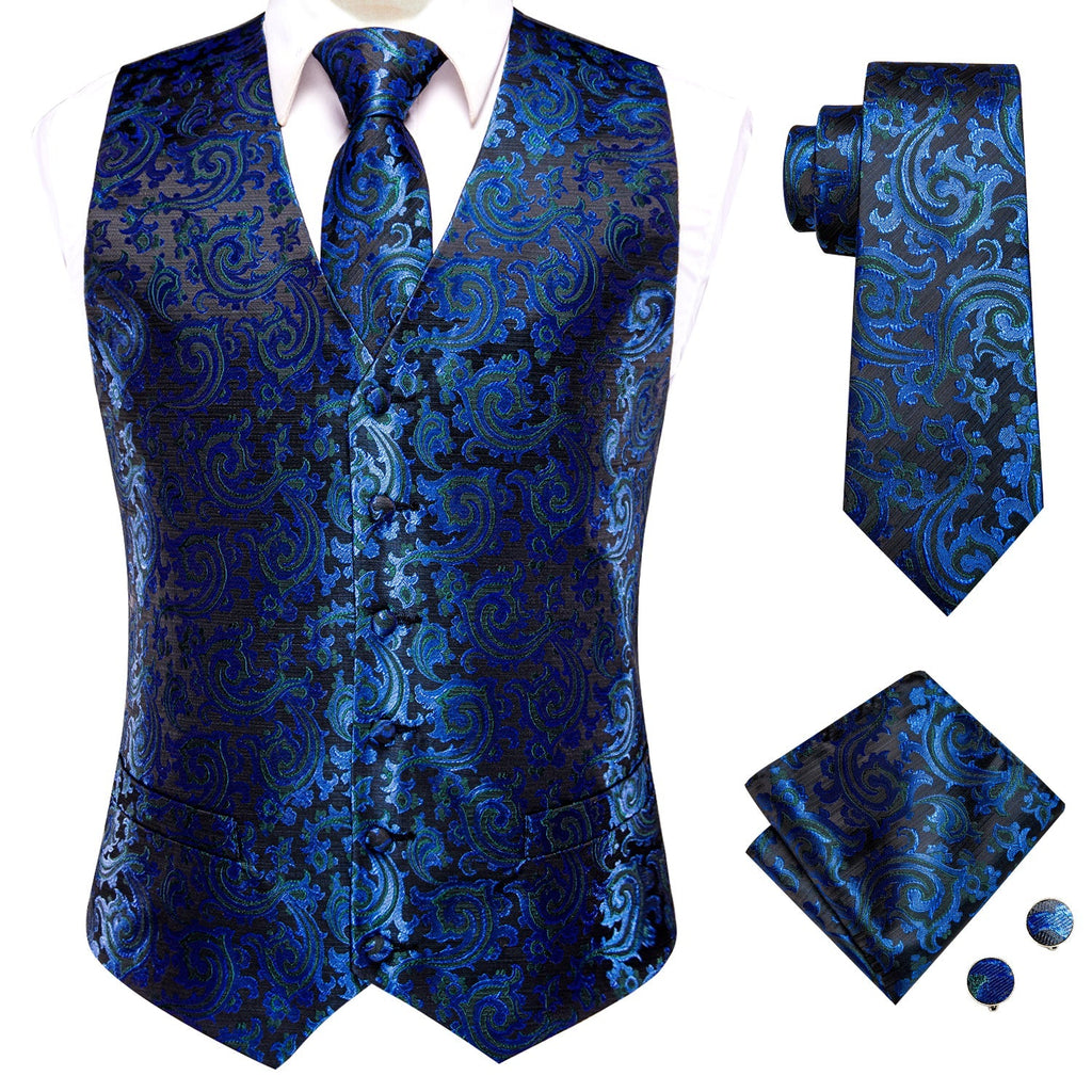 Royal Blue Shining Vest Set - GentCrest - View 2