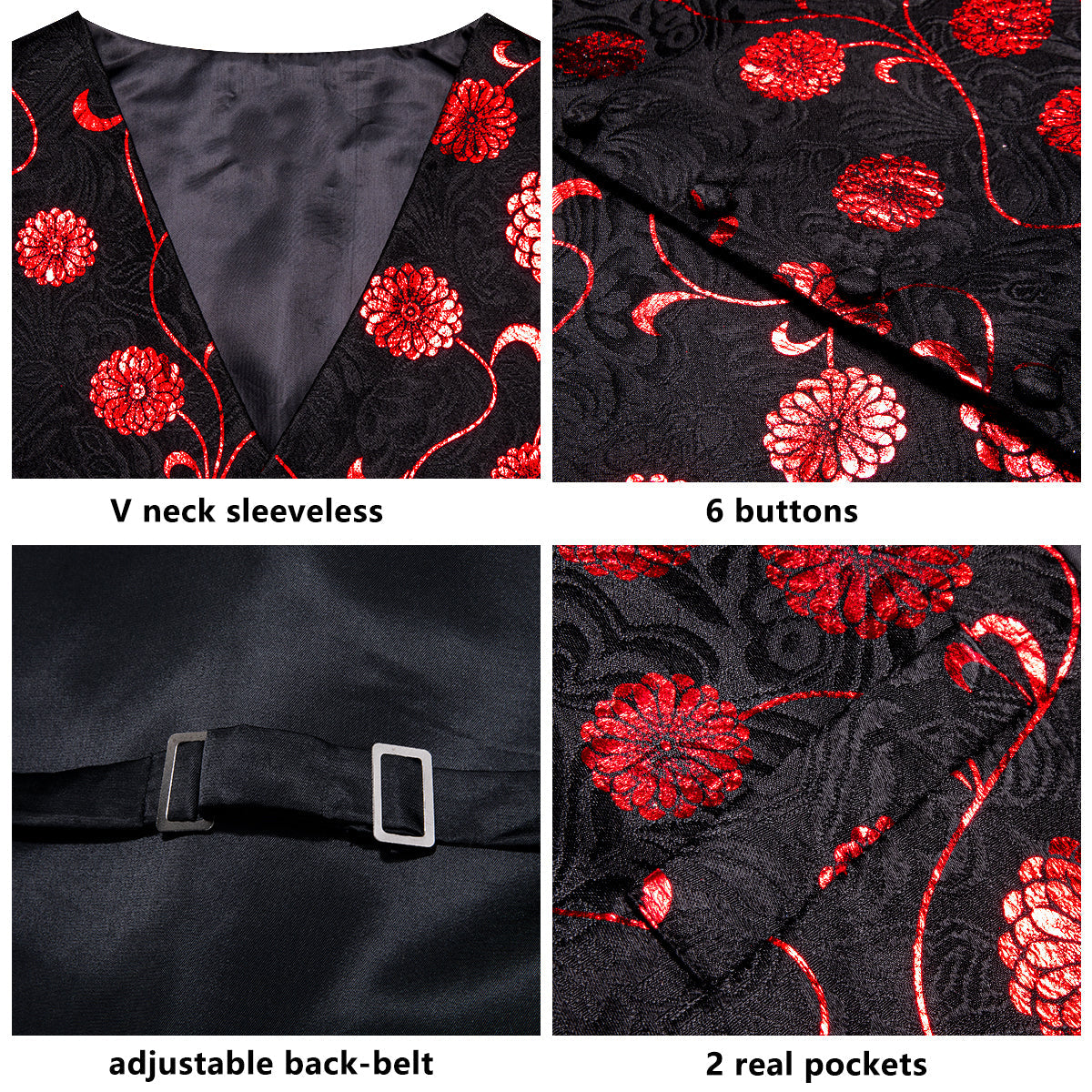 GentCrest Black Floral Vest Set - Image 8