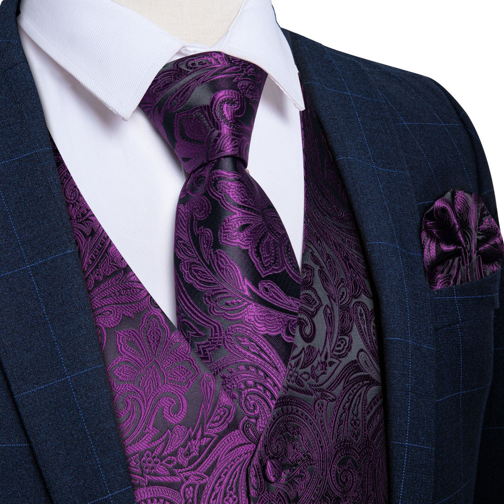 GentCrest Purple Paisley Vest Set - Image 1