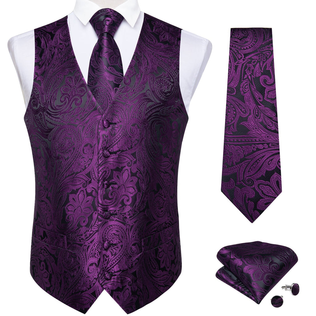GentCrest Purple Paisley Vest Set - Image 6