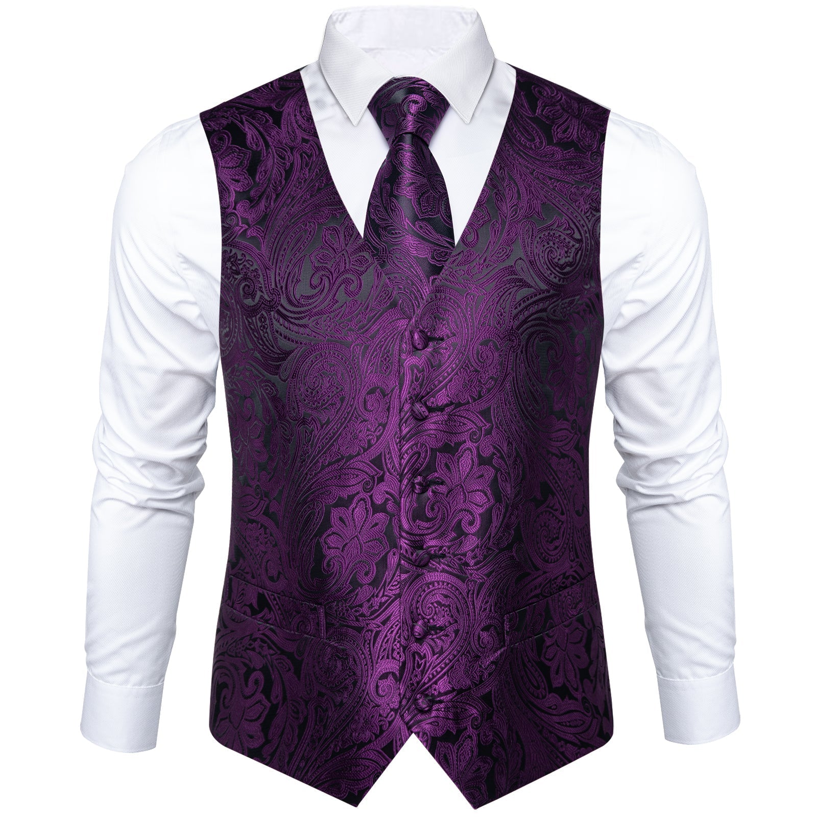 GentCrest Purple Paisley Vest Set - Image 3