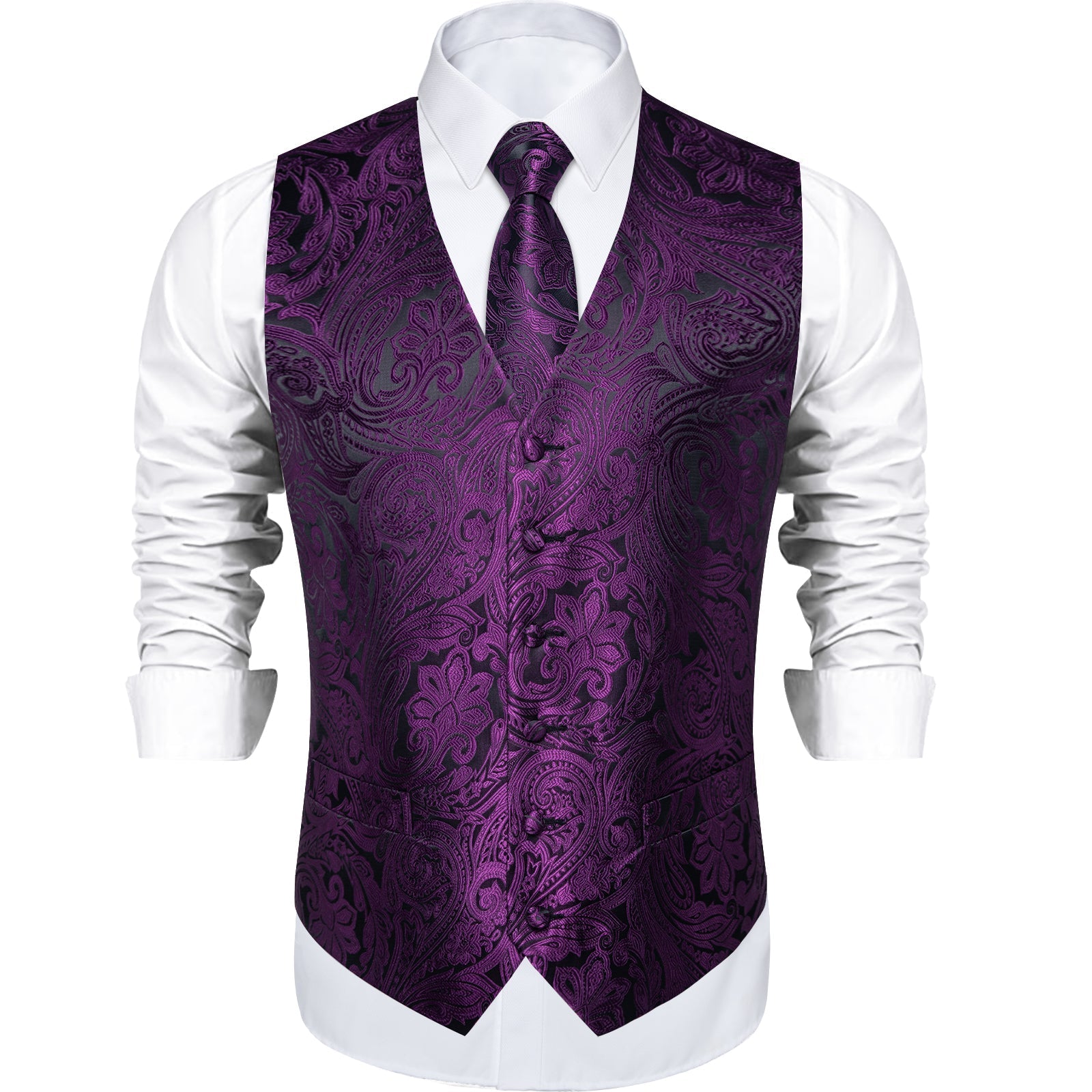 GentCrest Purple Paisley Vest Set - Image 8