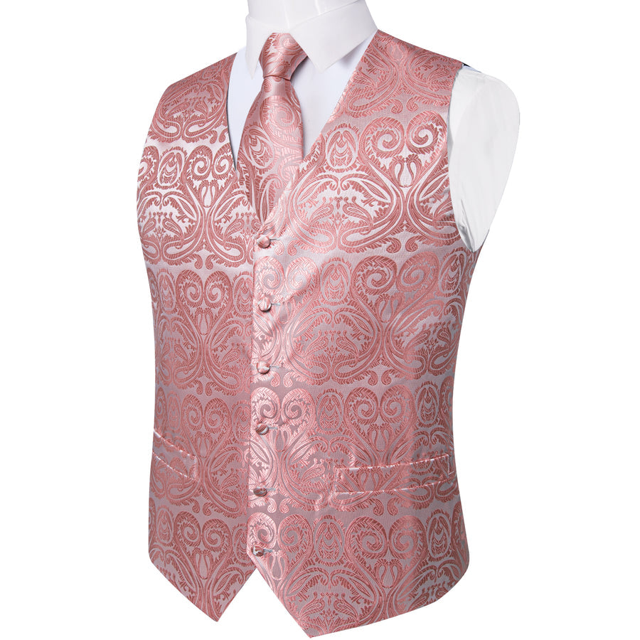 Blush Pink Paisley Vest Set - GentCrest - View 3