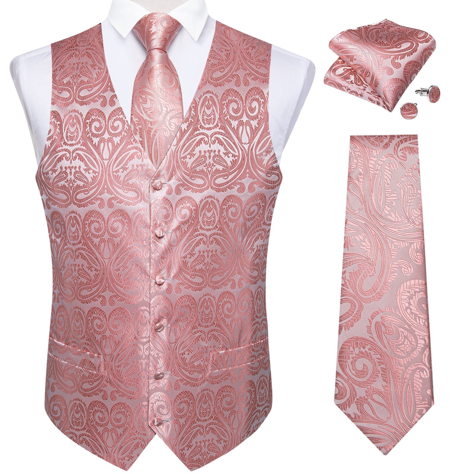 GentCrest Pink Paisley Vest Set - Image 3